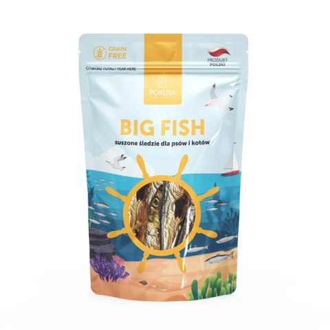 Pokusa BIG FISH suszone śledzie dla psów i kotów 60 g