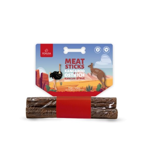 Pokusa FEEL THE WILD - Naturalne mięsne gryzaki (meat sticks): 2 x kangur i 2 x struś