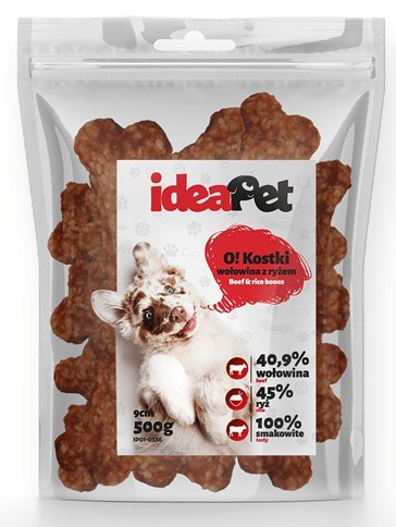 IdeaPet Kostki wołowina z ryżem 9cm 500g