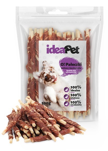 IdeaPet Pałeczki wołowe z kaczką i rybą 500g