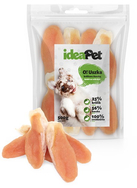 IdeaPet Uszka królicze z kaczką 500g