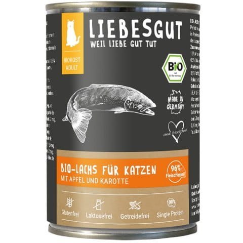 LIEBESGUT BIO LACHS - Łosoś z jabłkiem i marchewką ekologiczna mokra karma dla kota