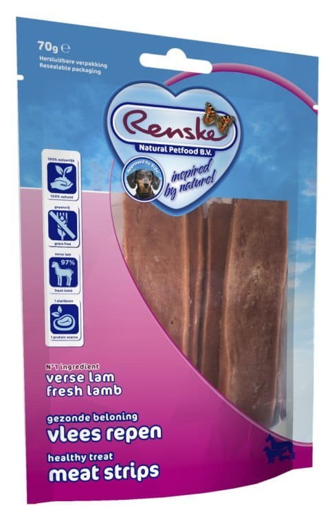 Renske healthy meat strips Lamb - suszone płaty mięsa jagnięcego 70 g