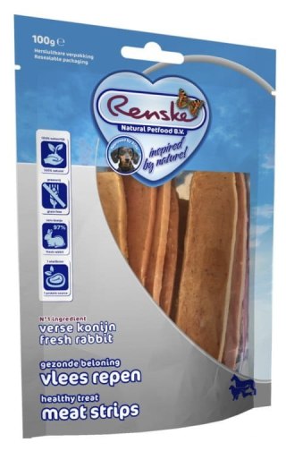 Renske healthy meat strips Rabbit - suszone płaty mięsa królika (100g)