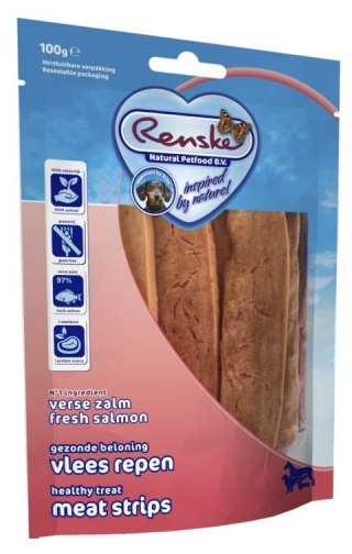 Renske healthy meat strips Salmon - suszone płaty mięsa łososia 100g