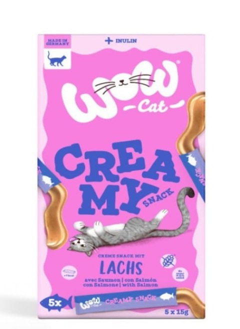 WOW CAT Creamy Snack Lachs - kremowa przekąska z łososiem (5x15g)