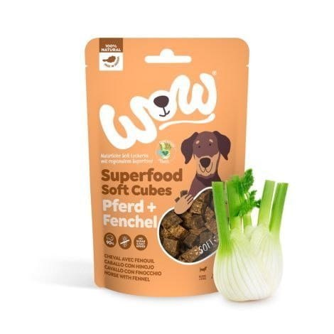 WOW Superfood Soft Cubes Pferd - konina z koprem włoskim miękkie przysmaki dla psa (150g)