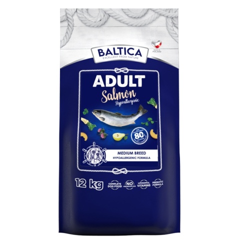 BALTICA EXCELLENT Adult Salmon Hypoallergenic M 12 kg – Hipoalergiczna karma z łososiem dla psów ras średnich