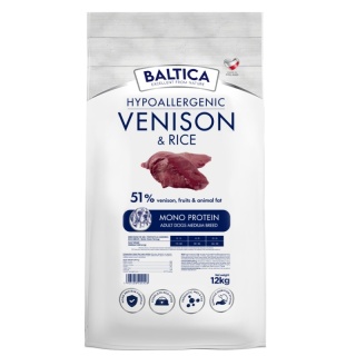 BALTICA NUTRACEUTIC Hypoallergenic Venison & Rice M 12 kg – Hipoalergiczna karma z dziczyzną i ryżem dla psów ras średnich