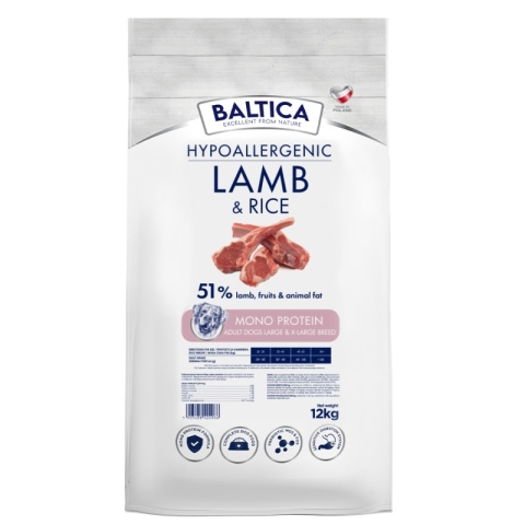 BALTICA NUTRACEUTIC Hypoallergenic Lamb & Rice L/XL 12 kg – Hipoalergiczna karma z jagnięciną i ryżem dla psów dużych ras