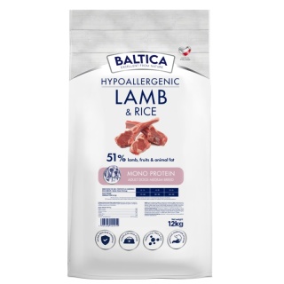 BALTICA NUTRACEUTIC Hypoallergenic Lamb & Rice M 12kg – Hipoalergiczna karma z jagnięciną i ryżem dla psów ras średnich i dużych