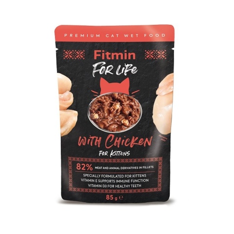 Fitmin FFL Cat Kitten – Fileciki z kurczakiem w sosie karma mokra dla kota 85 g