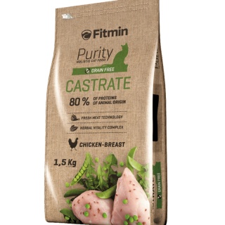 Fitmin Cat Purity Castrate 1,5 kg – Pełnoporcjowa karma bezzbożowa dla kotów dorosłych i sterylizowanych