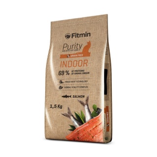Fitmin Cat Purity Indoor 1,5 kg – Bezzbożowa karma z rybą dla kotów niewychodzących