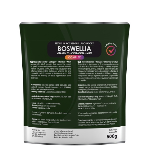 HolistaEquine Boswellia Serrata Complex 500 g – regeneracja, mobilność i wsparcie stawów koni sportowych