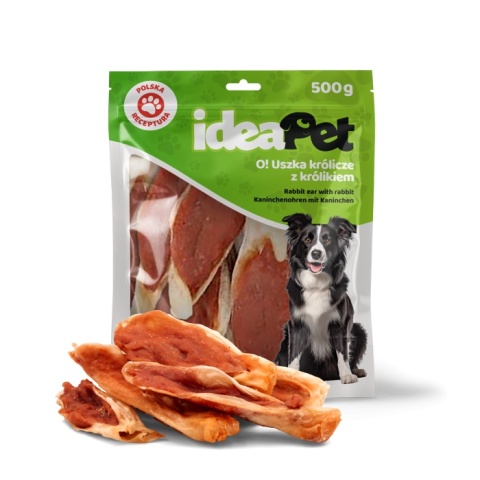 IdeaPet - Uszka królicze z królikiem przysmak dla psa 500 g