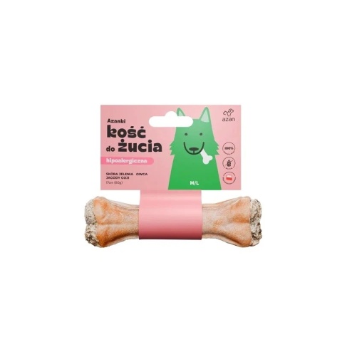 Azanki – Kość do żucia M/L ze skóry jelenia z owcą i jagodami goji 17 cm
