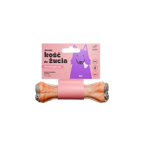 Azanki – Kość do żucia M/L ze skóry końskiej z jagodami 17 cm