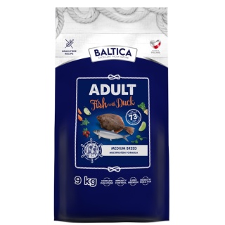 BALTICA EXCELLENT Adult Fish with Duck M 9 kg – Bezzbożowa karma z rybą i kaczką dla psów ras średnich