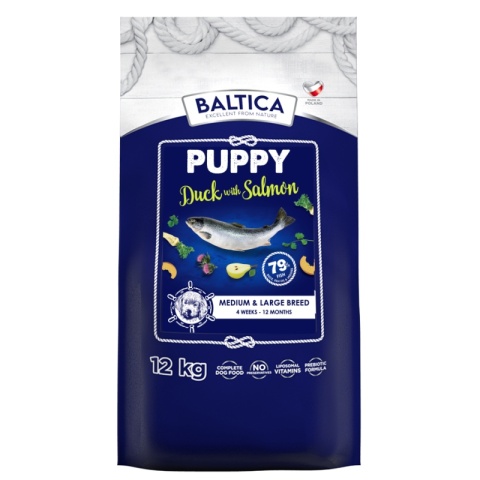 BALTICA EXCELLENT Puppy Duck with Salmon M/L 12 kg – Bezzbożowa karma super premium dla szczeniąt dużych i średnich ras