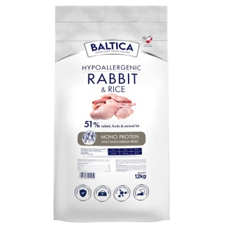 BALTICA NUTRACEUTIC Hypoallergenic Rabbit & Rice M 12 kg – Hipoalergiczna karma super premium dla dorosłych psów ras średnich