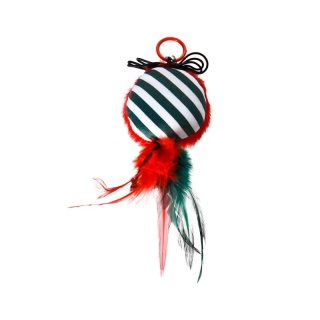 BUBA Święta ! – Zabawka dla kota Bombka na gumce z piórkami