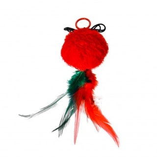 BUBA Święta ! – Zabawka dla kota Bombka na gumce z piórkami