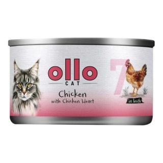 Ollo Cat Nr 7 – Mokra karma uzupełniająca dla kociąt i dorosłych kotów Kurczak i Serca z Kurczaka – puszka 70 g