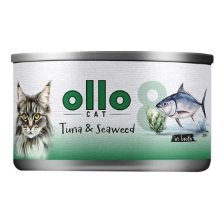 Ollo Cat Nr 8 – Mokra karma uzupełniająca dla kociąt i dorosłych kotów Tuńczyk z Wodorostami – puszka 70 g