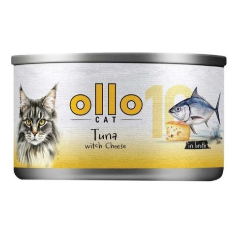 Ollo Cat Nr 10 – Mokra karma uzupełniająca dla kociąt i dorosłych kotów Tuńczyk i Ser – puszka 70 g