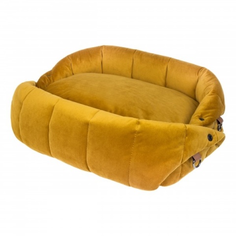 Welurowa torba transportowa RECOBED MIODOWA – elegancka, miękka i funkcjonalna torba 3w1 dla psa i kota