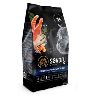 SAVORY ADULT CAT – FRESH SALMON & WHITE FISH sucha karma dla kota łosoś i białoryby 2kg