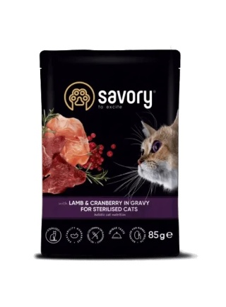 SAVORY Adult Sterilised Lamb Cranberry 85g karma mokra dla kota