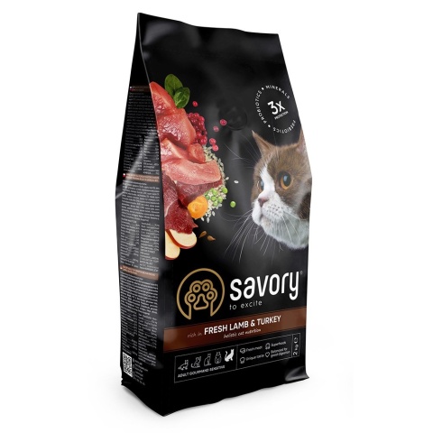 Savory ADULT CAT SENSITIVE – FRESH LAMB & TURKEY - sucha karma dla kota z jagnięcina i indykiem 0,4 KG