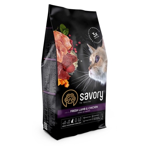 SAVORY ADULT CAT STERIL FRESH LAMB & CHICK sucha karma dla kota jagnięcina kurczak 2 KG