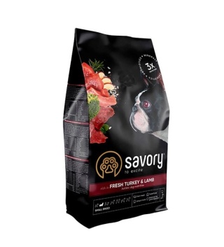Savory – sucha karma z indykiem i jagnięciną dla psów dorosłych małych ras | 1 kg