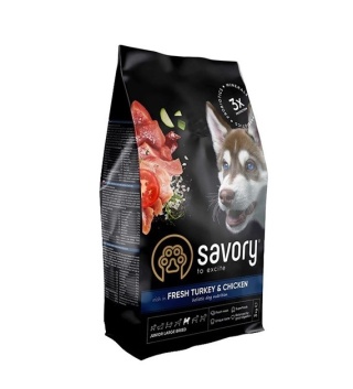 Savory – sucha karma z indykiem i kurczakiem dla juniorów dużych ras | 3 kg