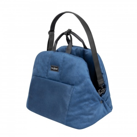 Welurowa torba transportowa RECOBED GRANATOWA – elegancka, miękka i funkcjonalna torba 3w1 dla psa i kota