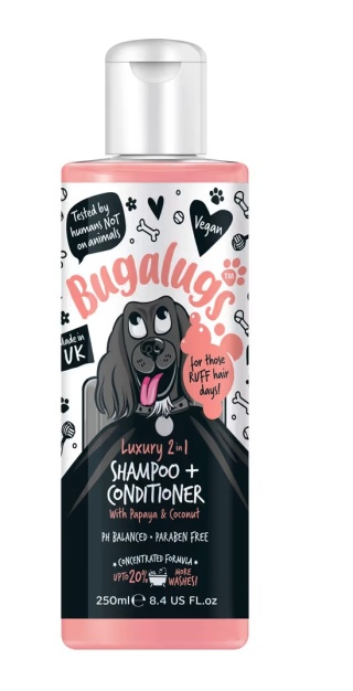 Bugalugs Luxury 2in1 Papaya & Coconut Shampoo - szampon z odżywką dla psa, oczyszcza i pielęgnuje