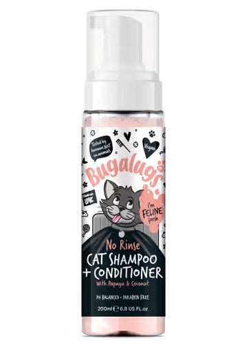 Bugalugs Papaya & Coconut 2in1 No Rinse Cat Shampoo 200ml - szampon z odżywką dla kota, bez spłukiwania