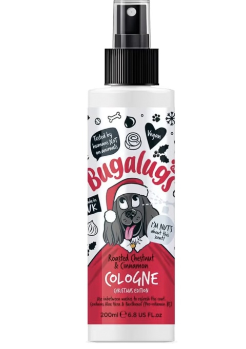 Bugalugs Roasted Chestnut & Cinnamon Christmas Edition - perfumowany spray dla psa, o zapachu pieczonych kasztanów z cynamonem