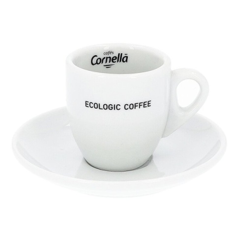Filiżanka do espresso Cornella Ecologic Coffee 60 ml z białym spodkiem