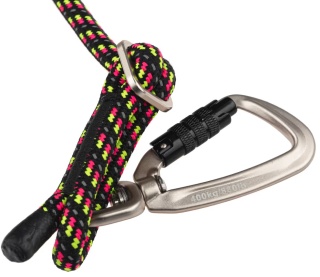 Hurtta Adjustable Rope Leash Eco Licorice - regulowana smycz linka z miękkim uchwytem dla psa, czarna z neonowymi wstawkami 6mm