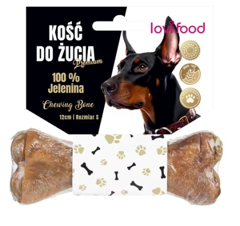 Lovi Food Premium Chewing Bone Deer Hide S - kość do żucia dla psa, 100% jeleń
