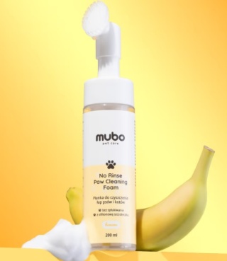 Mubo No Rinse Paw Cleaning Foam Banana 200ml - pianka do mycia łapek psa i kota, bez spłukiwania, bananowa