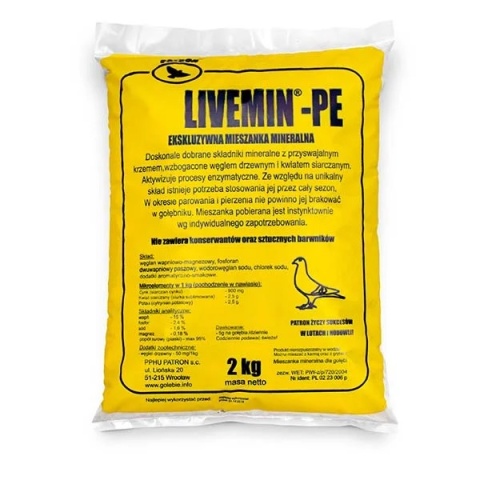 PATRON Livemin PE – mineralna mieszanka wspierająca rozwój i pierzenie ptaków | 2 kg