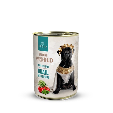 Pokusa Nutri World – Smaki Świata – Włochy / Przepiórka karma mokra dla psa 400 g