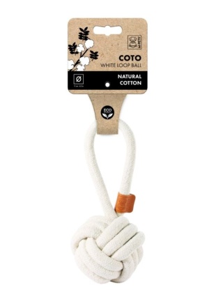 Zabawka COTO Loop Ball – piłka z uchwytem dla psa | 11 cm | biała