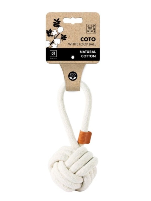 Zabawka COTO Loop Ball – piłka z uchwytem dla psa | 11 cm | biała