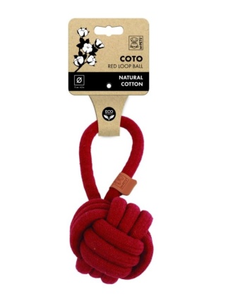Zabawka COTO Loop Ball – piłka z uchwytem dla psa | 11 cm | czerwona